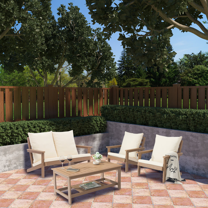 Wame 4 - Person Patio Conversation Set with Cushions