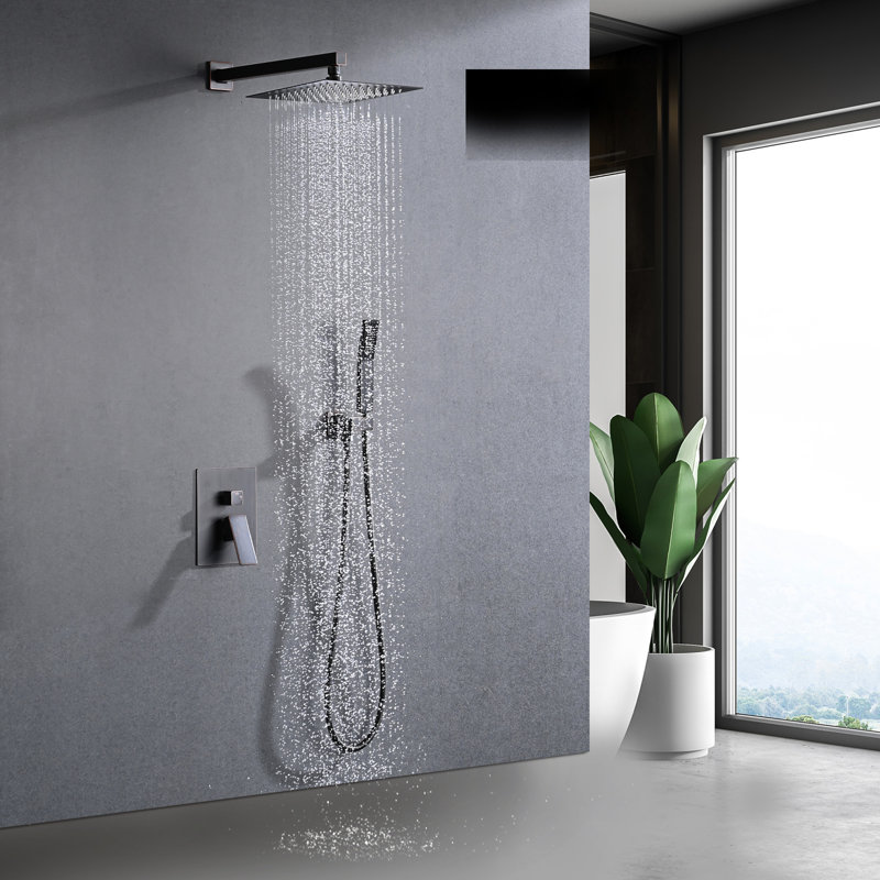 Oil-Rubbed Bronze Wall Mounted Shower System With 10" Rainfall, Handheld Faucets And Self-Cleaning Nozzle Faucet In Rainfall
