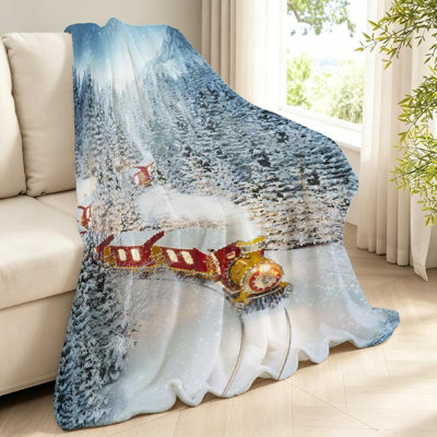 Jeté transparent en flanelle molletonnée ultra douce, impression mignonne de Noël mignonne