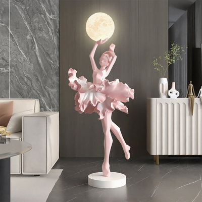 Italian-Style Resin and Wood Floor Lamp