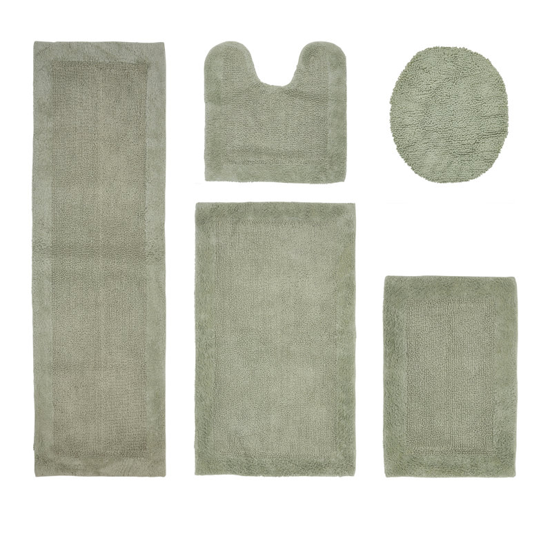 Tapis de salle de bain Makaylyn 100% coton touffeté de qualité supérieure 5 pièces, Sauge foncé