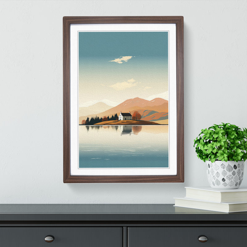 Scotland Minimalism - Single Picture Frame Print on Wood, 46cm H x 34cm W x 2cm D, Walnut