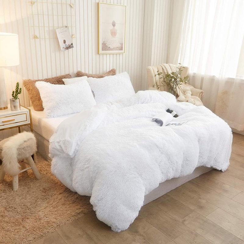 Solid Colour Duvet Cover & Insert, White, Queen