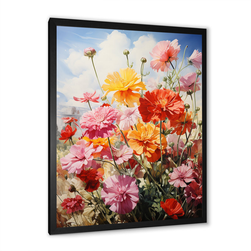 Meadow Marigold Meadows II - impressions sur toile florales et botaniques, H 20 po x l 12 po x P 1 po, Cadre photo noir