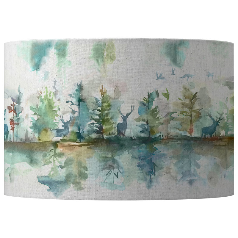 Cotton Round Lamp Shade in Green, 29cm H x 50cm W x 50cm D