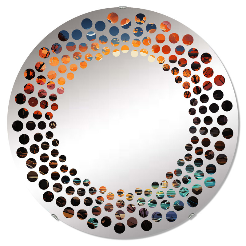 Miroir mural à pois rond, H 31,4 po x l 31,4 po, Native River Of Wisdom I 
