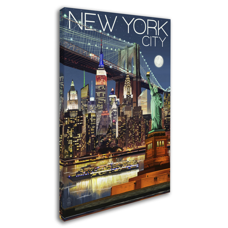 « new york », publicité rétro sur toile, H 47 po x l 30 po x P 2 po