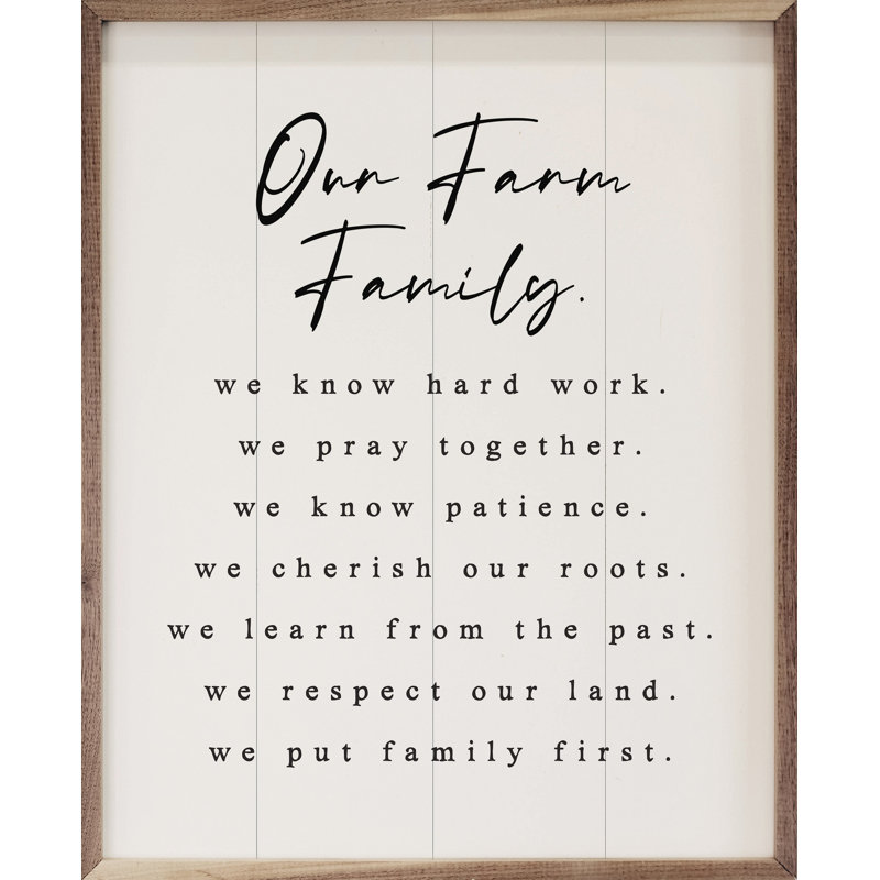 Our Farm Family Values - blanc, H 10 po x l 8 po