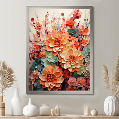 Ingleview Orange Pink Succulents Flowers I - Succulent Wall Decor