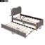 Lit plateforme tapissier avec pieds de soutien en bois et lit gigogne-1467164006
