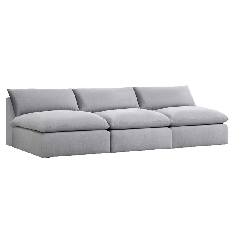 Canapé rembourré sans accoudoirs de 121 po 3 pièces Annabella, Tissage performant gris Effie