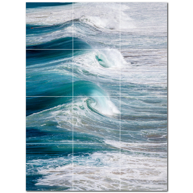 Murale en céramique satinée Waves Photo 8 po x 8 po