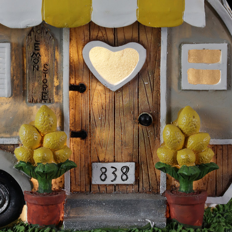 Exhart Solar Hand Painted Lemonade Camping Trailer Statue, 9.5 by 6 Inches