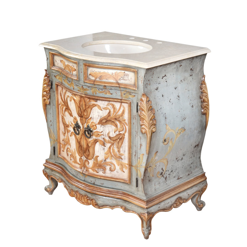 Vogan 33'' Single Bathroom Vanity with Marble Top
