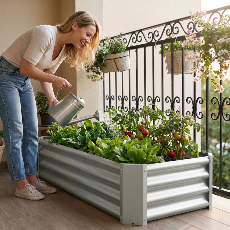 Lit de jardin surélevé en métal galvanisé 4 x 2 x 1 pi, pot de fleurs surélevé rectangulaire pour fleurs, légumes et herbes-antirouille et lit de jardin durable pour les cours extérieures, les cours et les balcons.