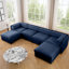 Canapé modulaire pour salon, chenille bleue, assise profonde, cylindrique et, avec rangement, modulaire extra large-120925612-120925613-120925619