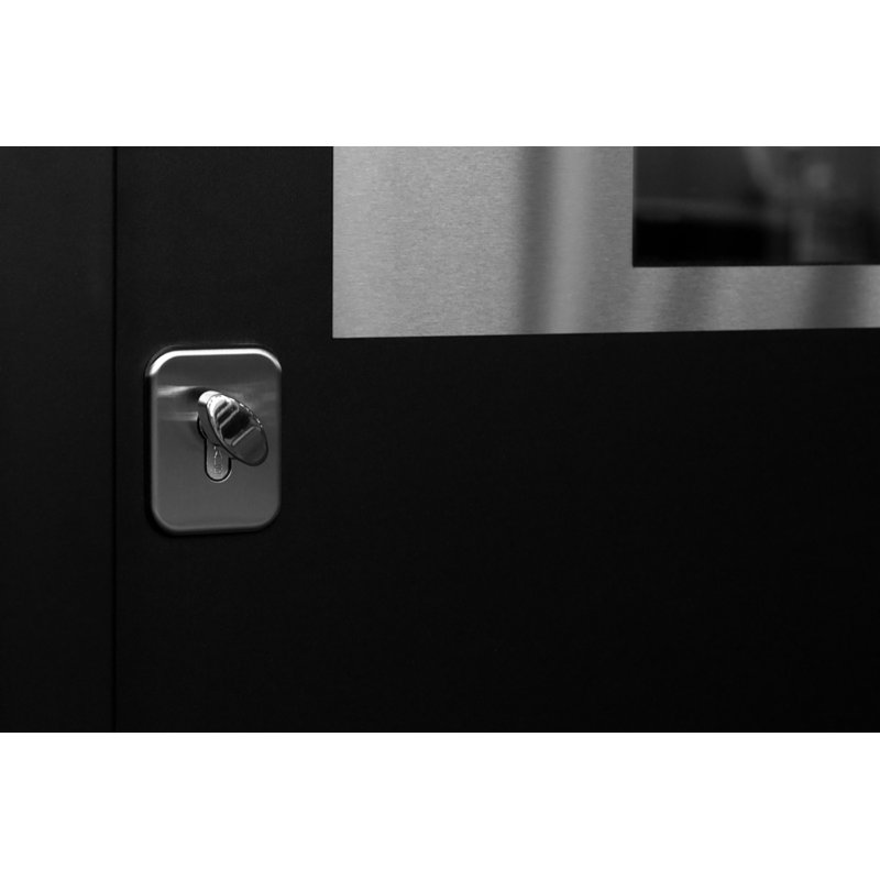 Porte d'entrée extérieure moderne en acier 36 po x 80 po - Inox S4 avec éclairage latéral et traverse, Côté gauche, Noir