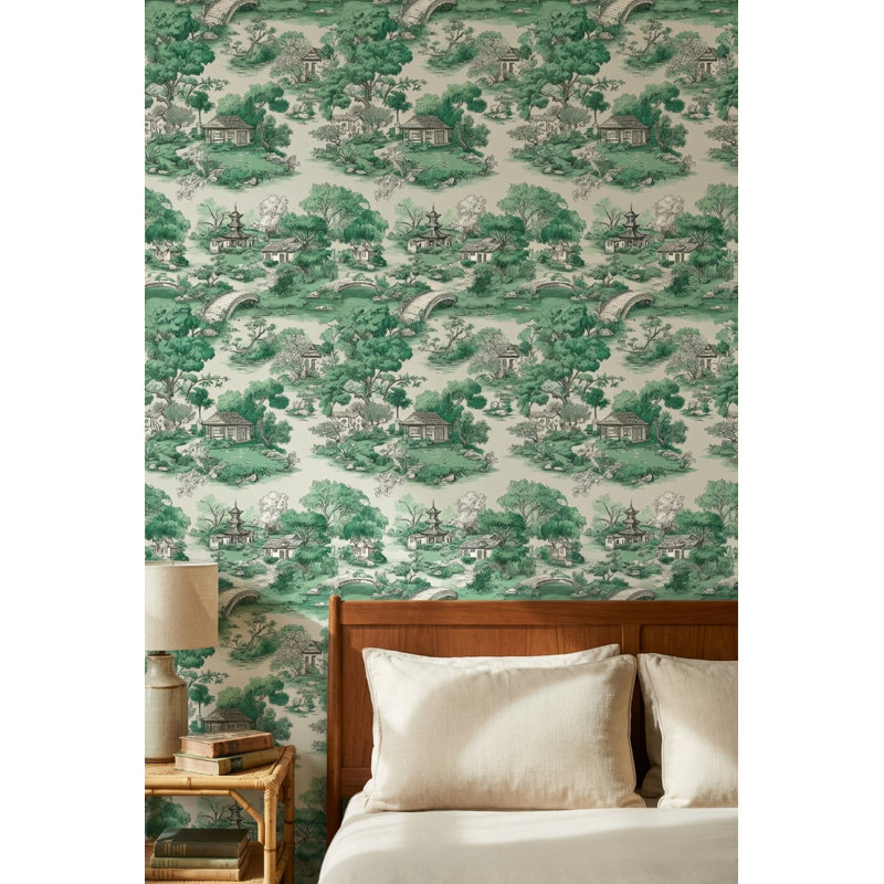 Papier peint asiatique, décoration murale traditionnelle sereine