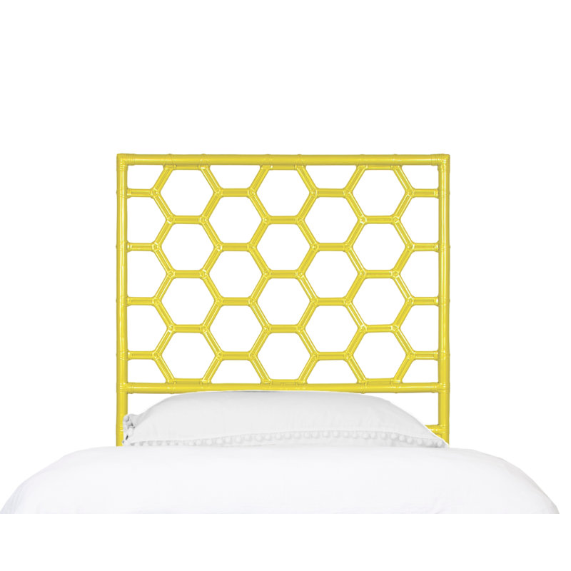 Honeycomb Wicker/Rattan Open-Frame Headboard, Sunflower Yellow, Twin