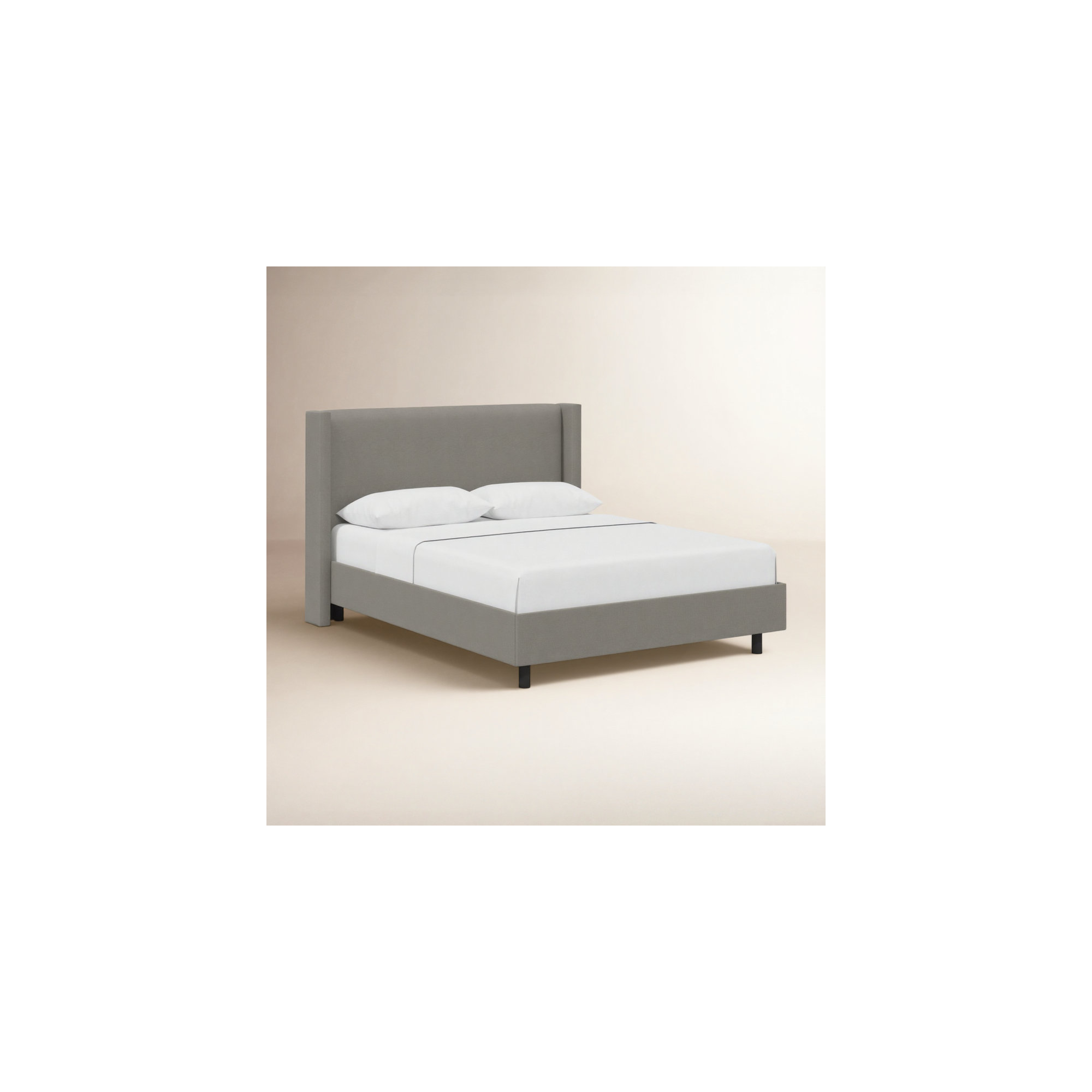 Hanson Upholstered Wingback Platform Bed, Classic Grey Linen, King