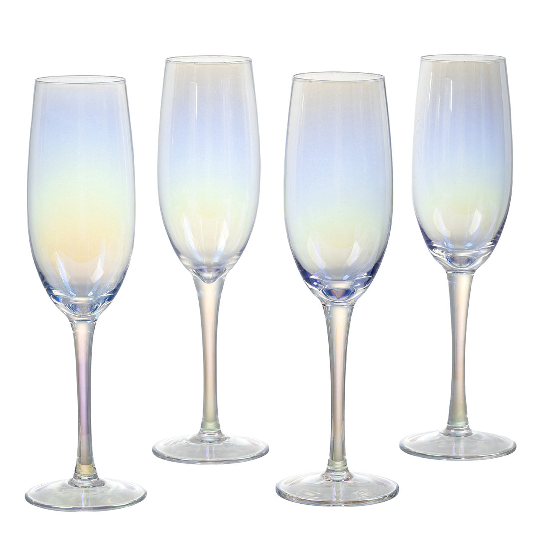 4 Piece 7 Oz Rainbow Champagne Glasses Flutes (Set of 4) Ivy Bronx