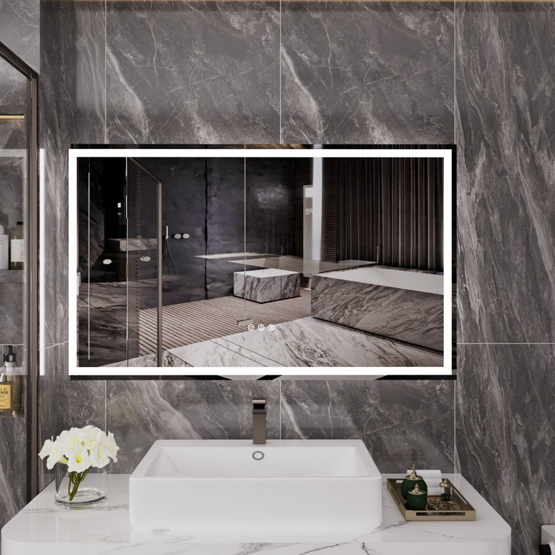 Rectangular Frameless LED Bathroom Vanity Mirror, 36" x 60"