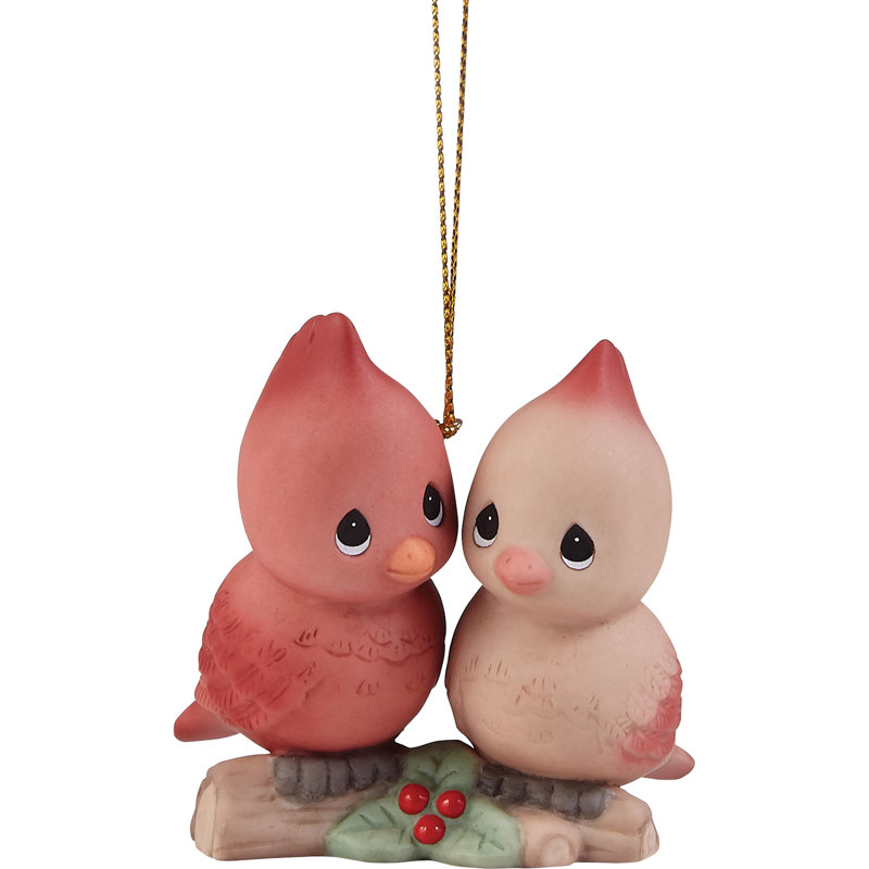 Ornement de Noël Precious Moments, cardinal sur une branche de houx, 2,4 po