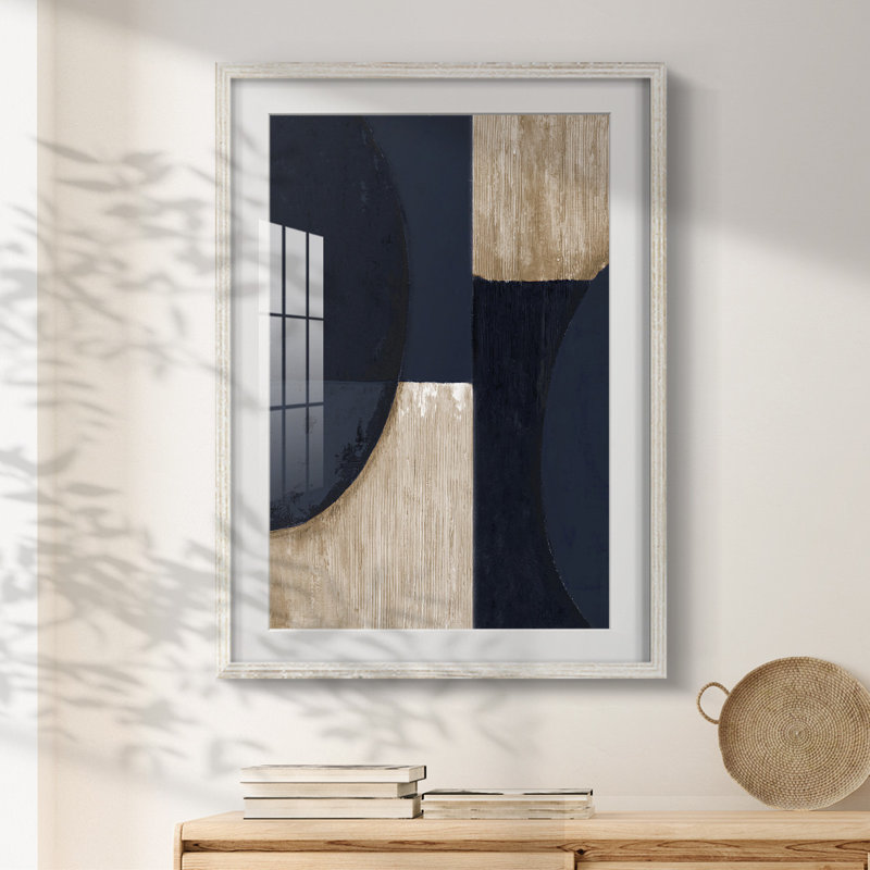 Réflexions bleu marine - imprimé encadré, H 19,5 po x l 16,5 po, Blanc