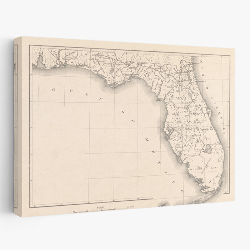 Carte rétro de la Floride - Carte de la Floride, H 36 po x l 24 po