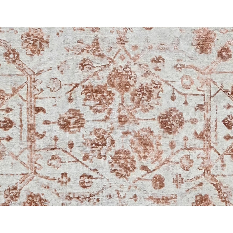 High-Quality Hand-Knotted Beige And Copper Area Rug, Copper, Rectangle 10' x 14'