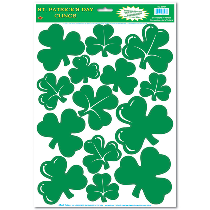 Shamrock Clings - 12 po x 17 po Sh - paquet de 12