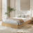 Twin XL Wood Platform Bed Frame, Fluted Minimalist Low Profile, Oak-1892258236-1892258239