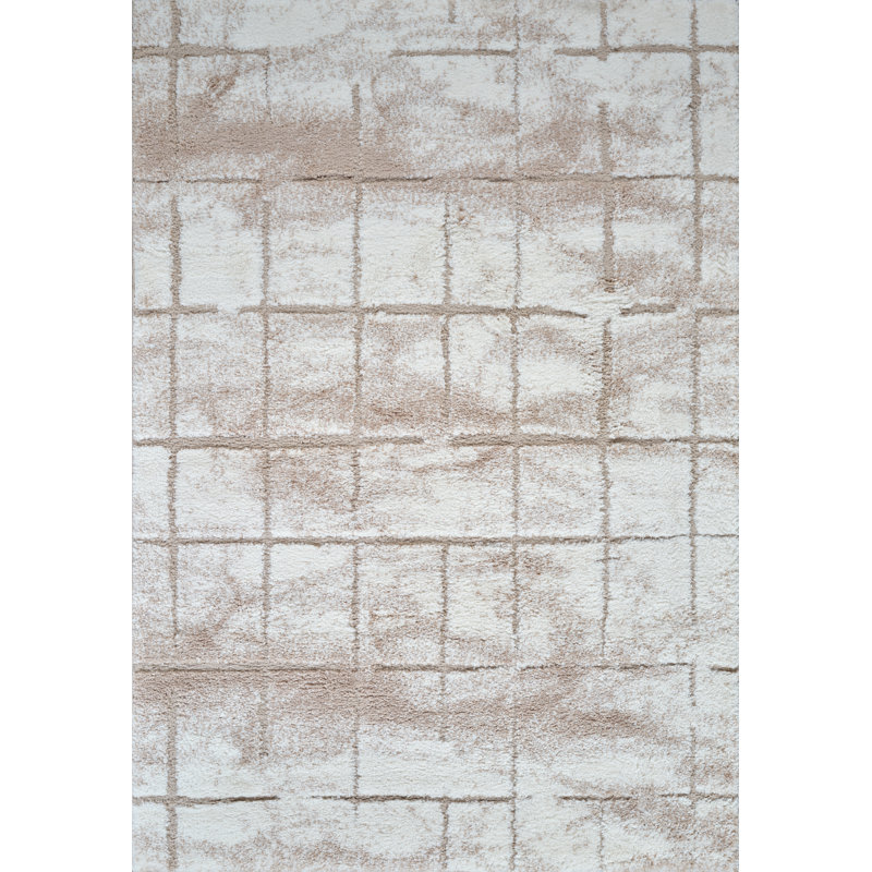 Abhinaya Modern Collection Abstract Ivory/Beige Area Rug, Rectangle 7'10" x 10'