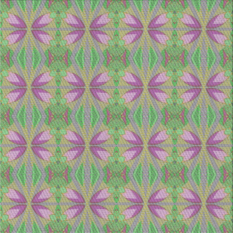 Tapis mauve/vert à motifs, Carré 4 pi