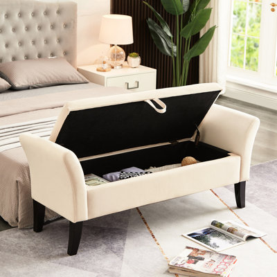 Espace de vie en velours beige avec rangement 51,5 po - Confortable et moderne