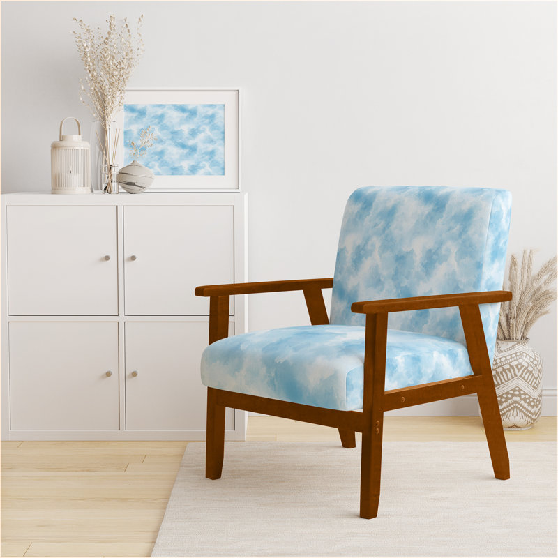 Chaise d'appoint Coastal - Fauteuil bleu brouillard bleu, Accoudoirs carrés bruns