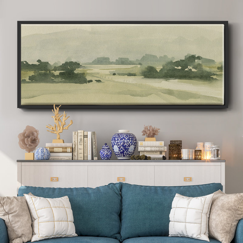 Watercolor Pasture II - toile encadrée, H 12 po x l 30 po