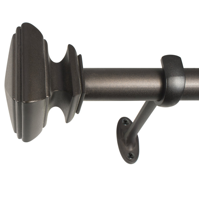 Fleurette Metal Adjustable Single Curtain Rod, 36" - 72" W, Copper