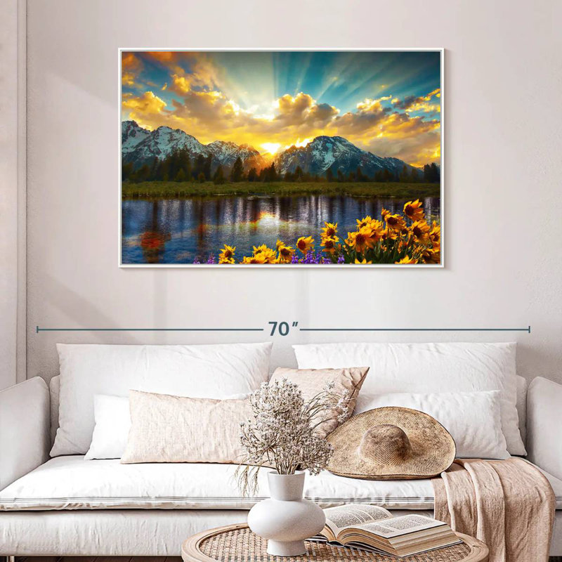 Grand Teton, 46 po x 31 po, Cadre flottant blanc
