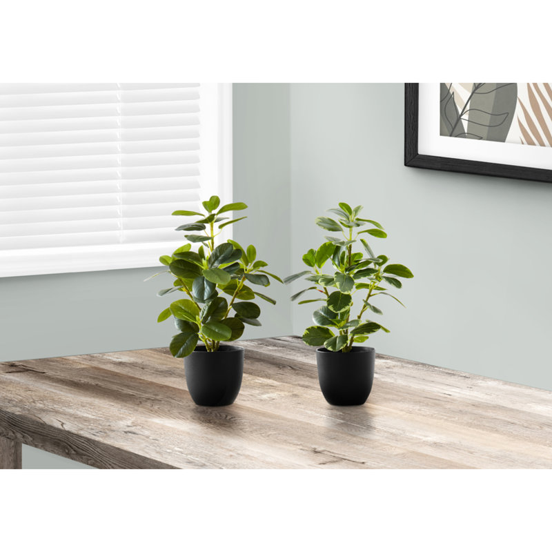 Plante artificielle 2, 14 po de hauteur - Charmantes décorations d'intérieur 2 plantes de verdure en pots noirs