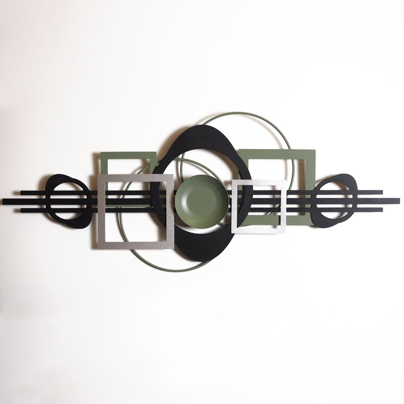 Stylish Decorative Metal Wall Accessory, Black, Green & Silver, 16.1 x 39.0 inches | 100% Steel, Thickness: 0.06 inches | Lightweight at 3.7 lbs | Perfect for Modern Home Decor & Unique Accent Pieces