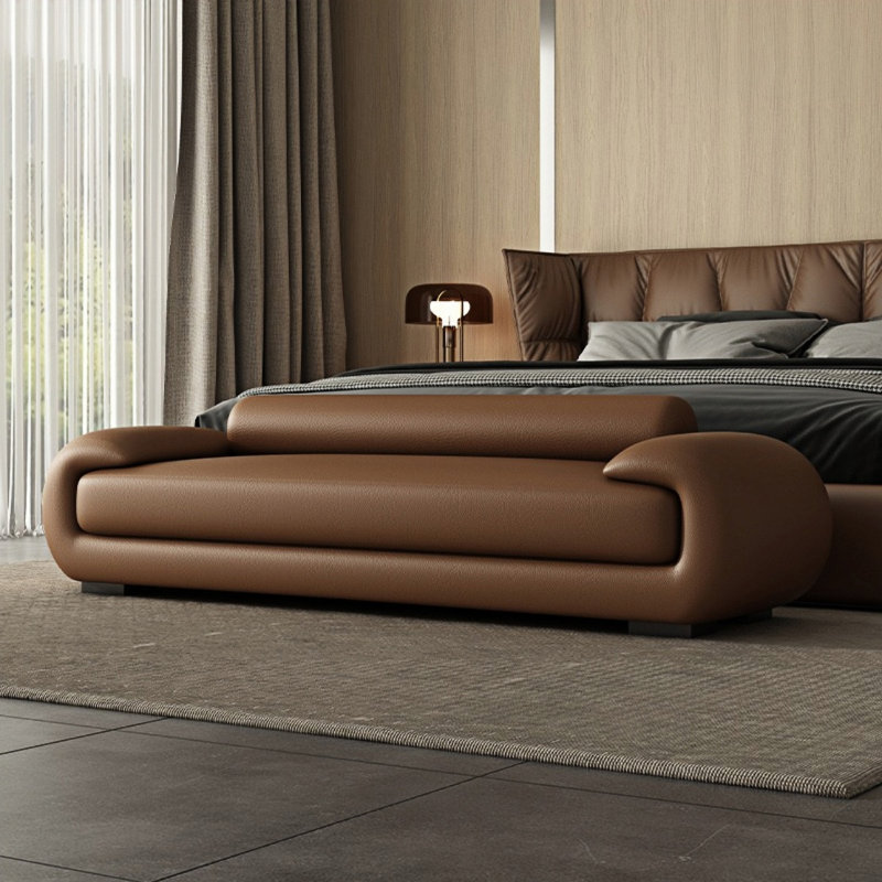 Classic Fashion Bed Stool Upholstered Bench, Brown, 25.59" H x 78.74" W x 19.68" D