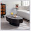 Table basse ovale avec relief fabriqué à la main et piédestal robuste, parfaite pour les salons modernes et traditionnels-1872589724