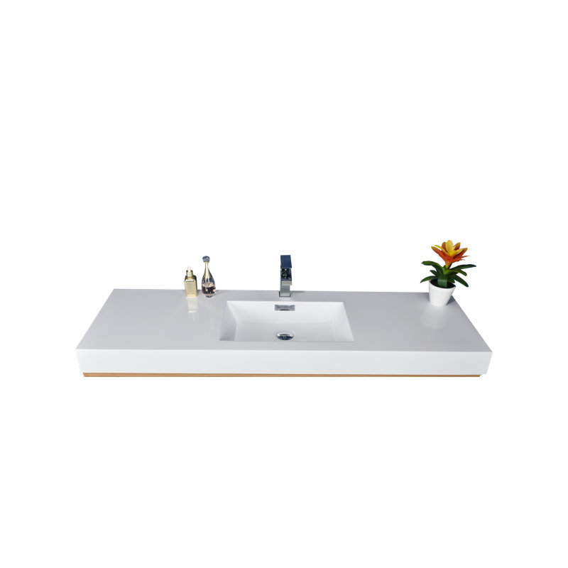Plateau de meuble-lavabo simple 58,75 po en blanc avec lavabo