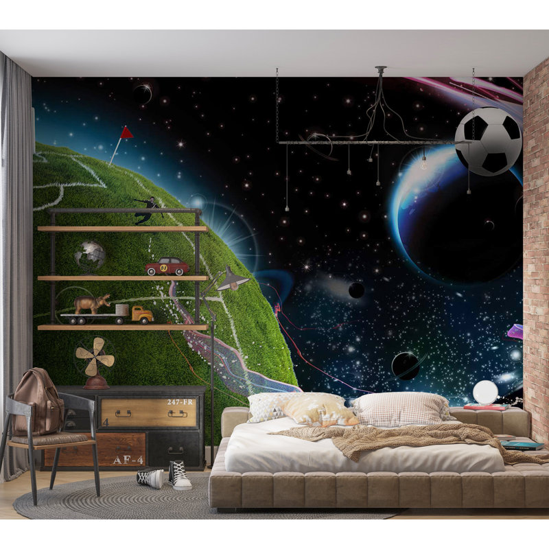 Murale de sport pelez et collez - match de football, L 82 po x l 115 po
