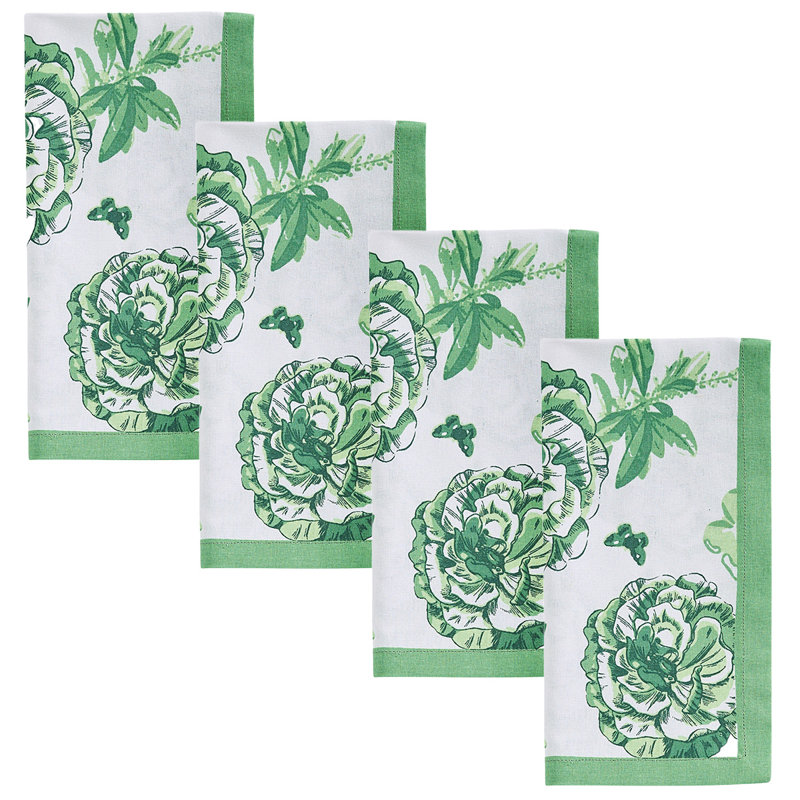 Patricia Heaton Home Green Celine Printed Napkin Set of 4, Green