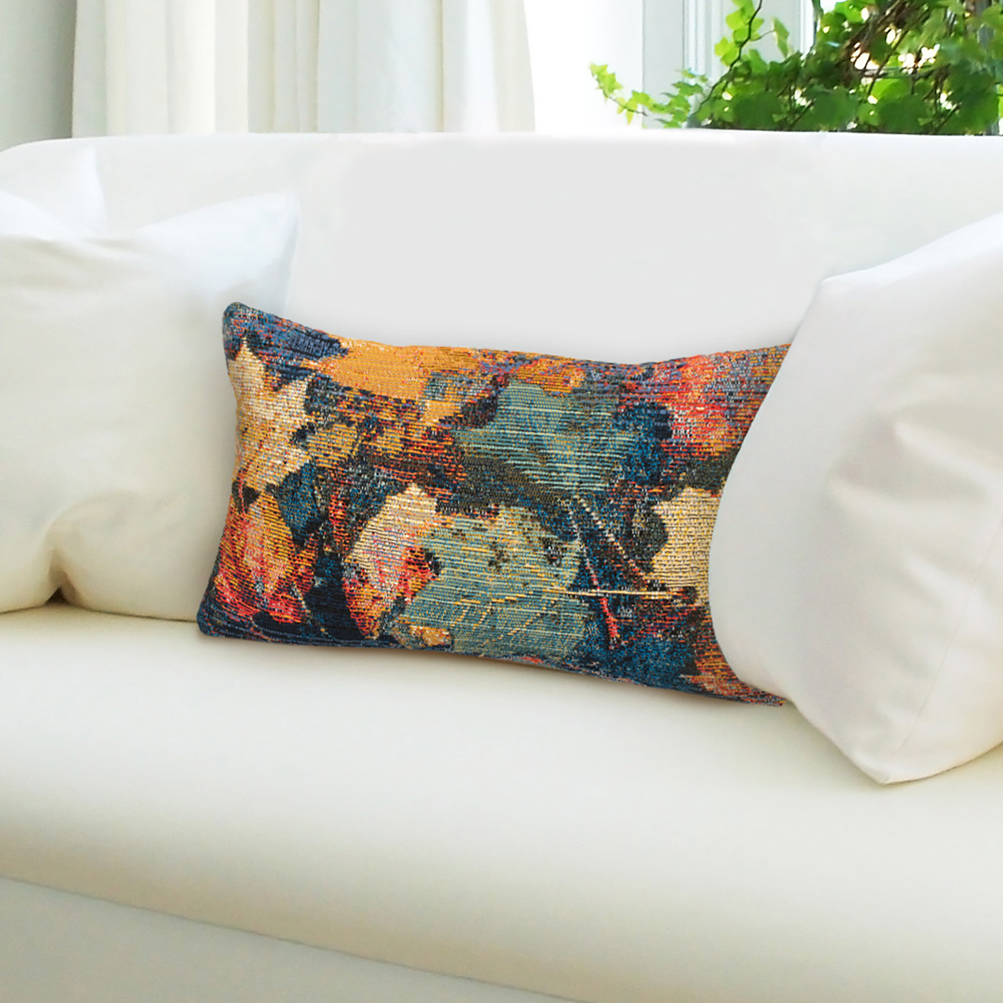 Navy floral throw outlet pillow