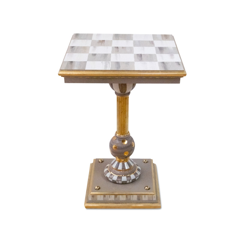 Courtly Brass & Ceramic Accent Table, Pink, White, Gold