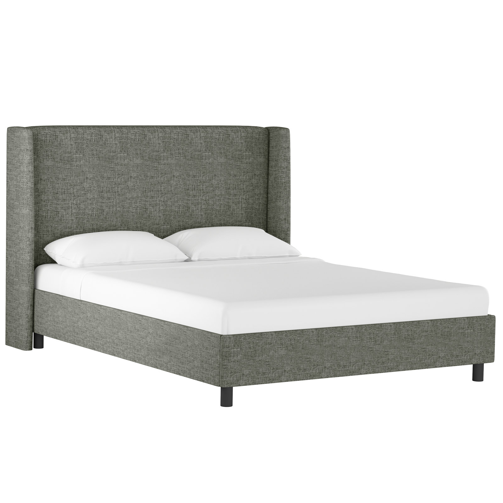 Tilly Linen Upholstered Wingback Bed, Queen, Zuma Charcoal Textured Linen