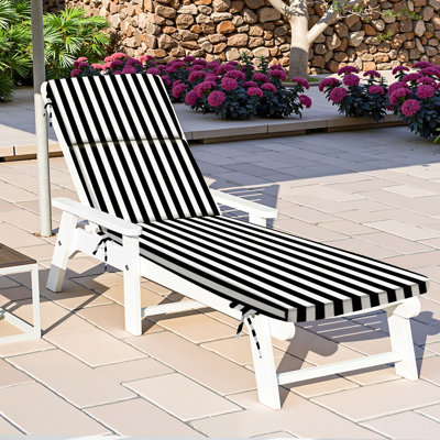  Coussin de chaise longue d'extérieur rayé noir et blanc pour l'extérieur